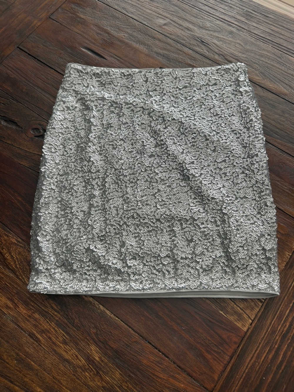 H&M Silver Sequin Mini Skirt